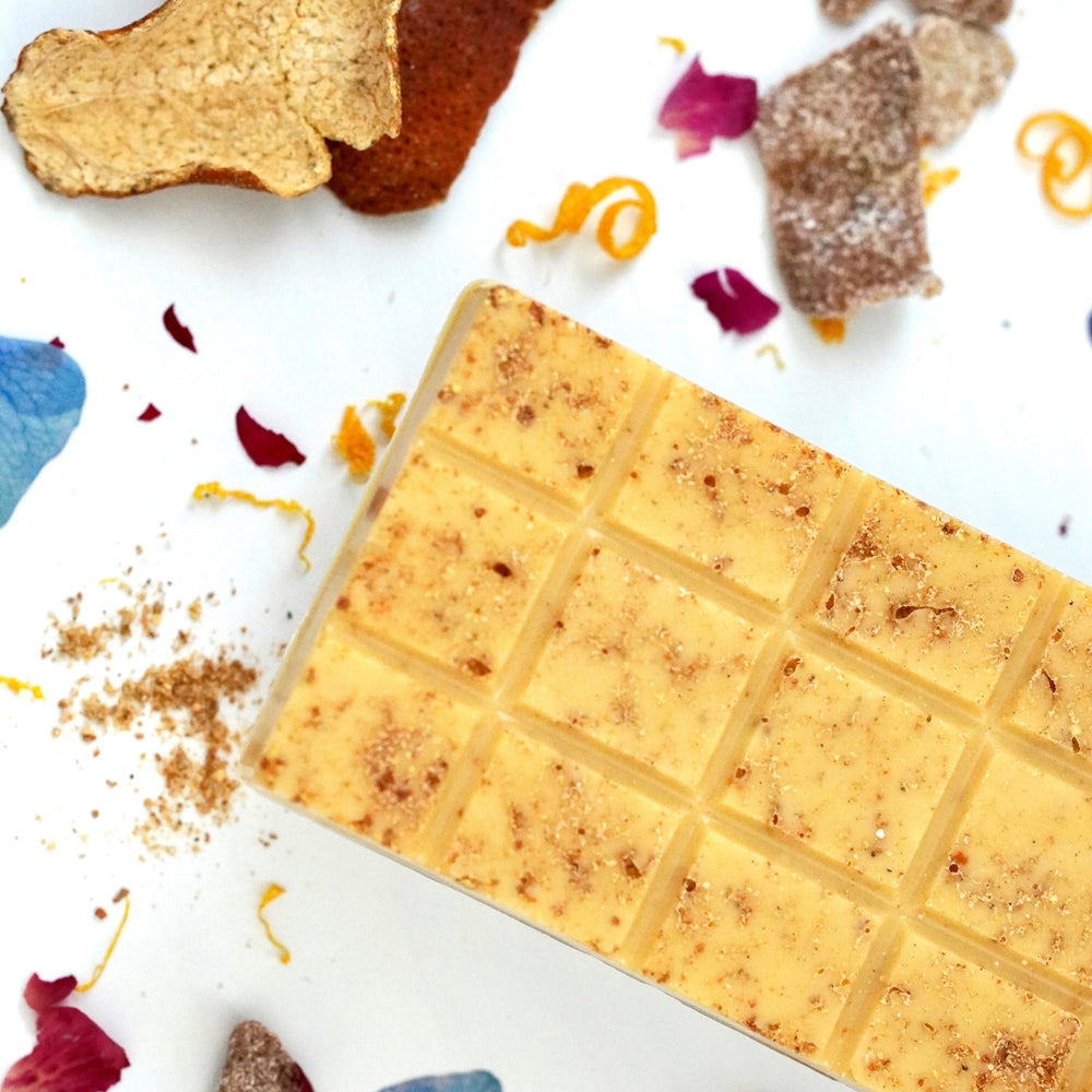 
                  
                    Passion Fruit & Preserved Tangerine Peel Chocolate Bar - Silver Whisk Bake Shop - Asian Inspired Chocolate Bar
                  
                
