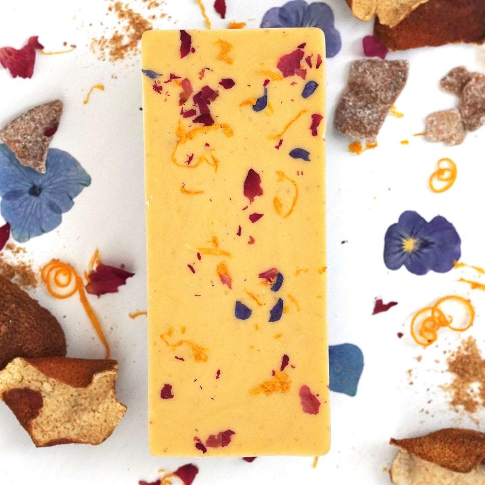 
                  
                    Passion Fruit & Preserved Tangerine Peel Chocolate Bar - Silver Whisk Bake Shop - Asian Inspired Chocolate Bar
                  
                