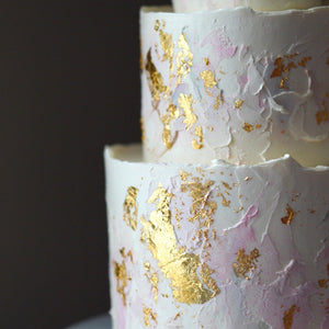 Classic Cakes - Gorgeous watercolor painted cake & gold leaf.