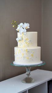 Fresh Orchids + Painted Buttercream